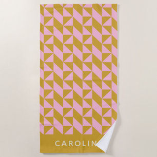 Serviette De Plage Motif de formes géométriques rose or personnalisée
