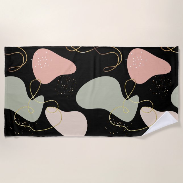 Serviette De Plage Motif de formes organiques géométriques Boho Abstr (Devant)