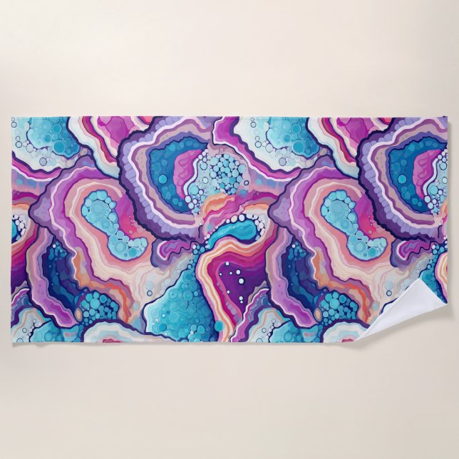 Serviette De Plage Motif de géode coloré Abstrait funky (Devant)