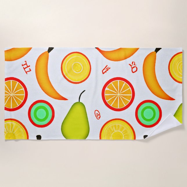 Serviette De Plage Motif de kaléidoscope à fruité vive (Devant)