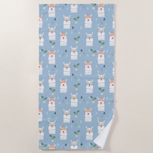 Serviette De Plage Motif de lama de lunettes de soleil d'arc-en-ciel