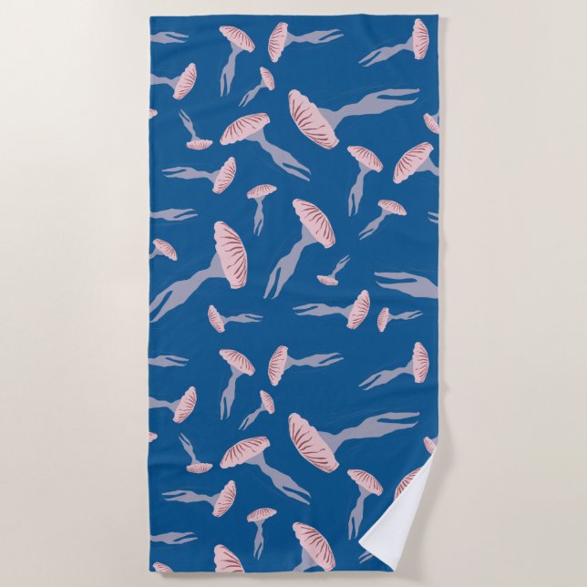 Serviette De Plage Motif de méduse de l'océan bleu profond (Devant)
