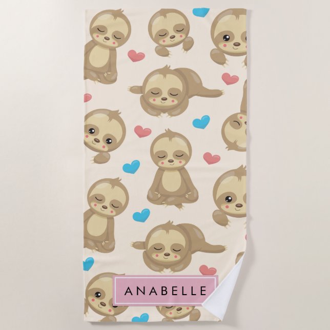 Serviette De Plage Motif De Parfums, Mignons Parfums, Coeurs, Votre N (Devant)