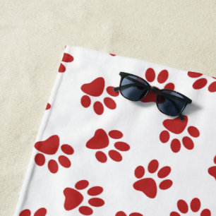 Serviette De Plage Motif De Pâtes, Patrouilles De Chiens, Paws Rouges