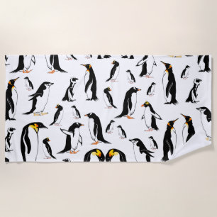 Serviette De Plage Motif de pingouin noir et blanc