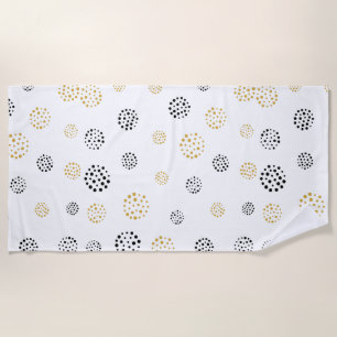 Serviette De Plage Motif de points abstraits noir et or