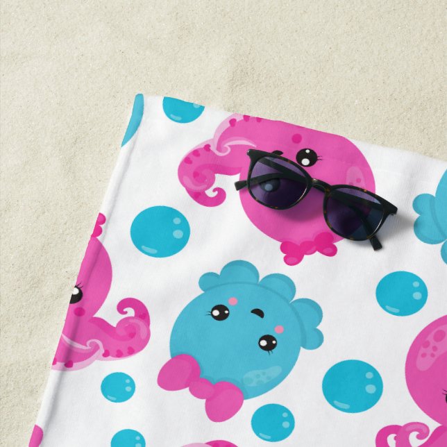Serviette De Plage Motif de poulpe, poulpe mignonne, Animaux de mer (En situation)