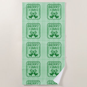 Serviette De Plage Motif de pull moche avec grelots et Joyeux Noël w