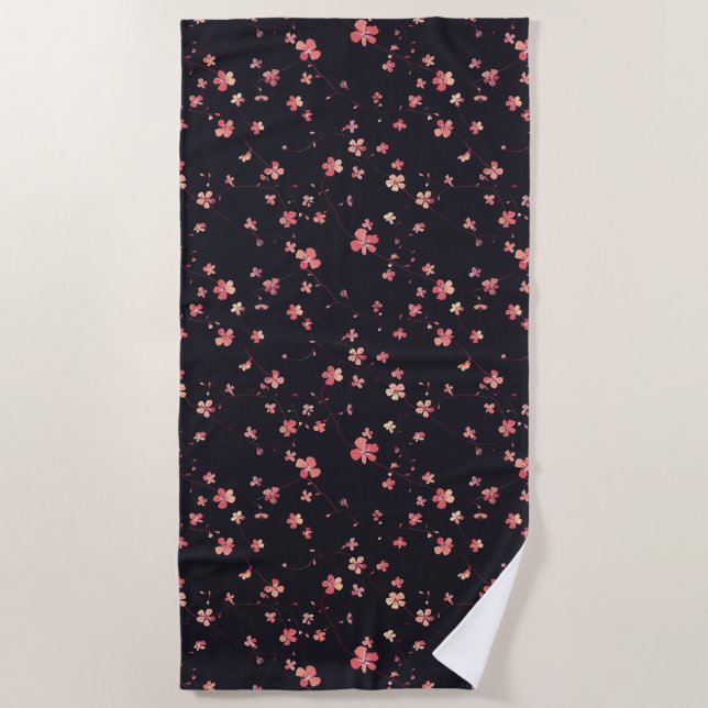 Serviette De Plage Motif de rêve floral foncé (Devant)