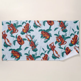 Serviette De Plage Motif de singes joueurs du Lotus Blanc