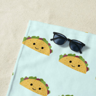 Serviette De Plage Motif de sourire impressionnant de taco de Kawaii
