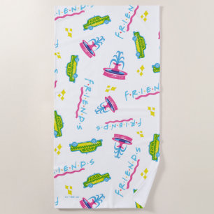 Serviette De Plage Motif de taxi et de fontaine d'eau pour AMIS™