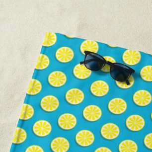 Serviette De Plage Motif de tranche de citron bleu