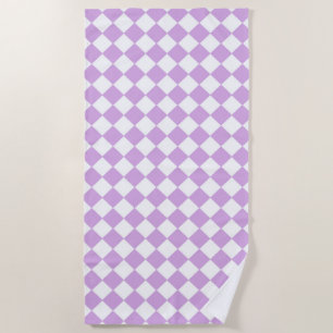 Serviette De Plage Motif de vérification violet et blanc