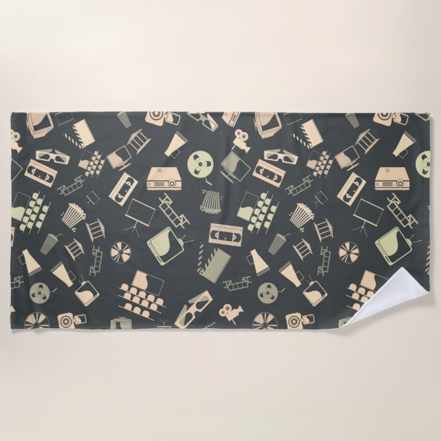 Serviette De Plage Motif d'éléments de film rétro (Devant)