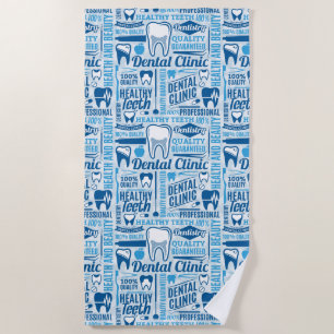 Serviette De Plage Motif dentaire bleu de clinique