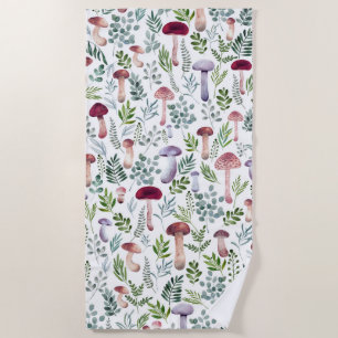 Serviette De Plage Motif des champignons d'aquarelle douillette  