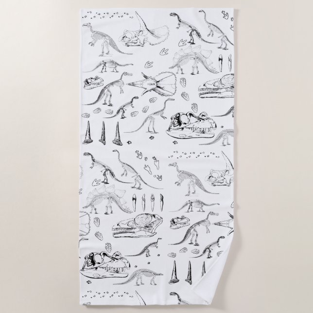 Serviette De Plage Motif des os fossiles de dinosaures (Devant)