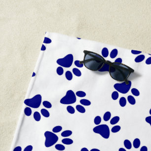 Serviette De Plage Motif Des Paws, Paws Chiens, Paws Bleus Marine