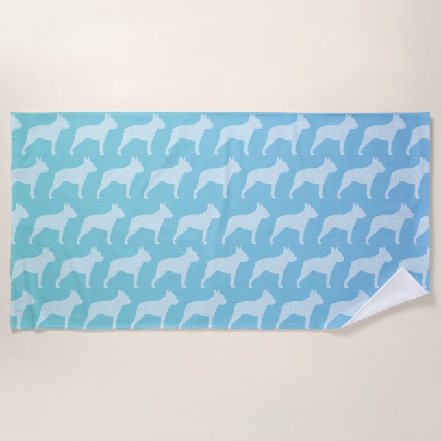 Serviette De Plage Motif des silhouettes de Boston Terrier (Devant)