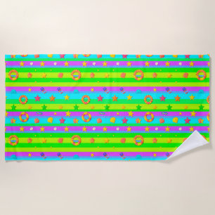 Serviette De Plage Motif d'évasion estivale colorée côtière