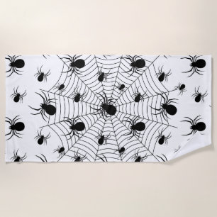 Serviette De Plage Motif d'Halloween Black White araignées