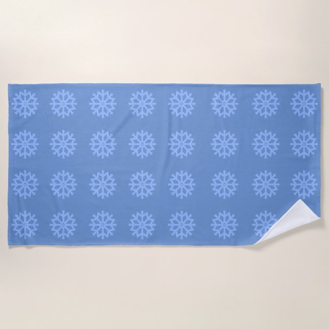 Serviette De Plage Motif d'hiver bleu Snowflake (Devant)