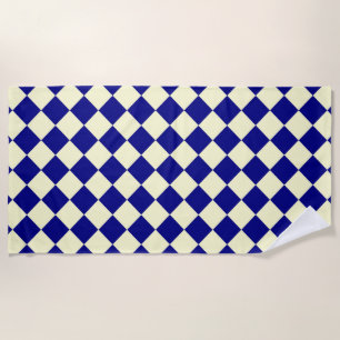 Serviette De Plage Motif diamant jaune Checker bleu