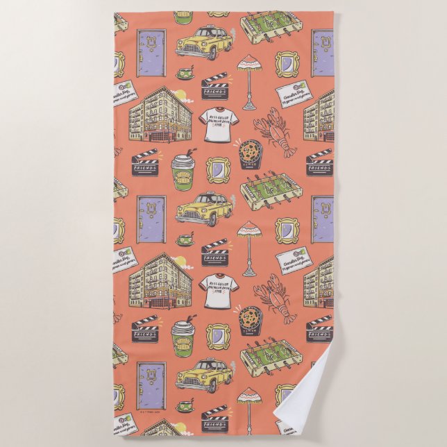 Serviette De Plage Motif d'icônes colorées AMIS™ (Devant)