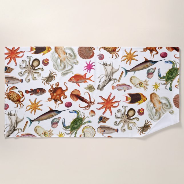 Serviette De Plage Motif d'illustration de la vie sous-marine (Devant)