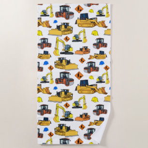 Serviette De Plage Motif d'illustrations de véhicules de construction