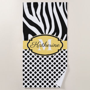 Serviette De Plage Motif d'impression et de points Zebra