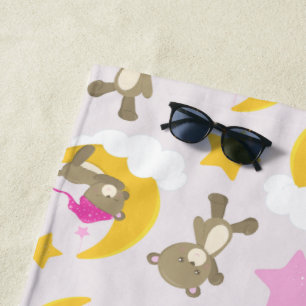 Serviette De Plage Motif D'Ours, Nounours, Mignons Ours, Étoiles