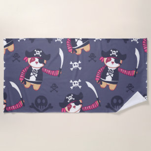 Serviette De Plage Motif d'ours panda pirate mignon