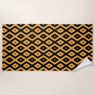 Serviette De Plage Motif en diamant jaune et noir
