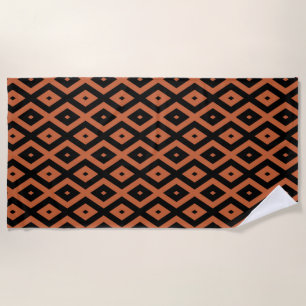 Serviette De Plage Motif en diamant orange et noir