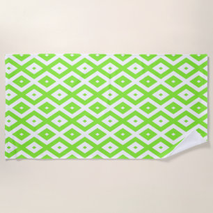 Serviette De Plage Motif en diamant vert et blanc