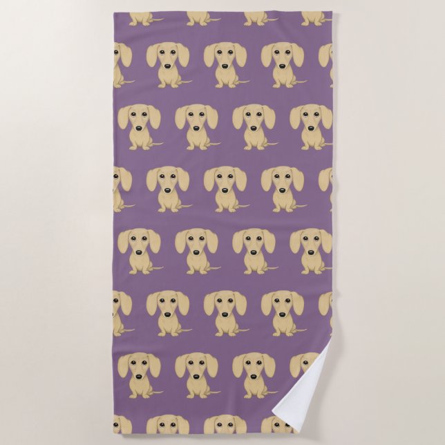 Serviette De Plage Motif enduit doux crème de chien de teckel (Devant)