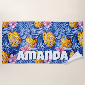 Serviette De Plage Motif Floral de l'Ananas d'Été Tropical