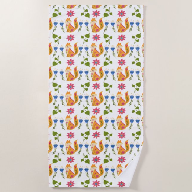 Serviette De Plage Motif floral rusé assez en pastel (Devant)