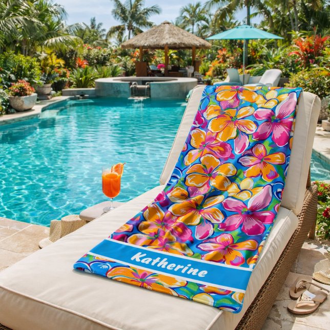Serviette De Plage Motif floral tropical coloré (Créateur téléchargé)