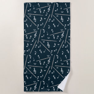 Serviette De Plage Motif Flute Music Note
