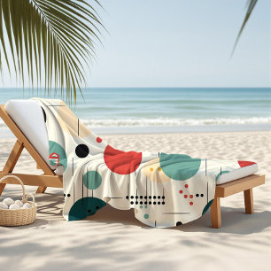 Serviette De Plage Motif géométrique coloré du milieu du siècle