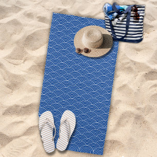 Serviette De Plage Motif géométrique moderne Blue Japanese Wave
