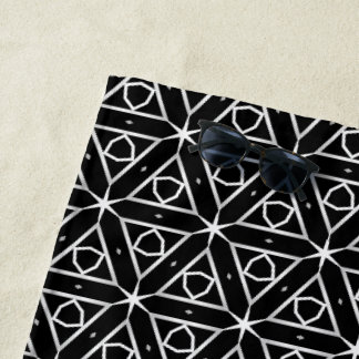 Serviette De Plage Motif géométrique noir blanc et argenté