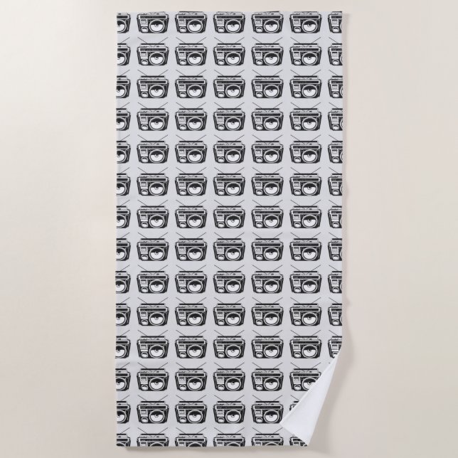 Serviette De Plage motif gris de 80s Boombox (Devant)