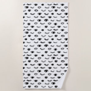 Serviette De Plage Motif mignon de cil de griffonnage
