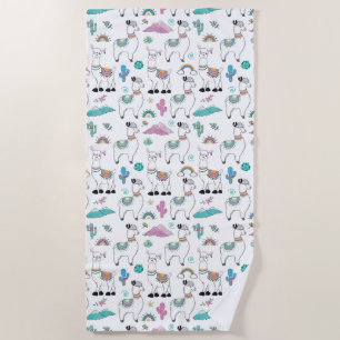 Serviette De Plage Motif mignon de lama de bande dessinée