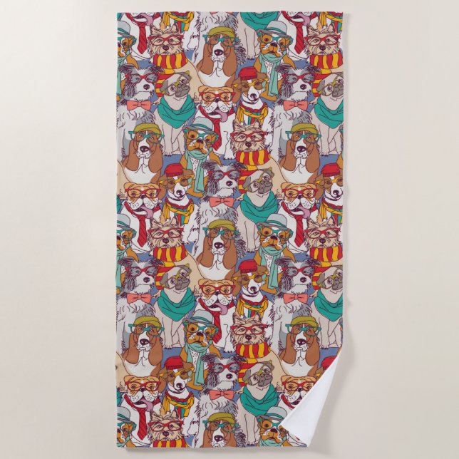 Serviette De Plage Motif mignon de mode de chiot (Devant)