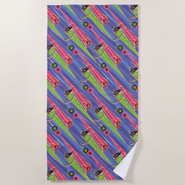Serviette De Plage Motif Miraculaire Kwamis Tikki & Plagg (Devant)